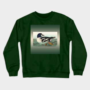 Common Goldeneye Duck Birder Antique Look Birding Water Foul Crewneck Sweatshirt